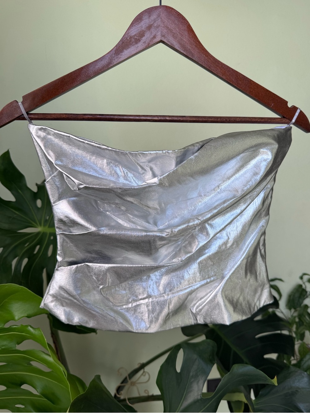 ZARA Metallic Silver Strapless Corset Top NWT-S